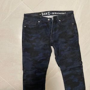 Raw X Men’s Blue Camo Moto Skinny Jeans EUC Sz 32 x 30